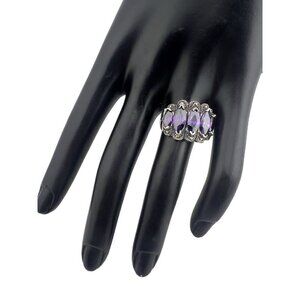 Natural Amethyst Pyramid Ring in 925 Sterling Silver Size 8